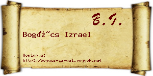 Bogács Izrael névjegykártya